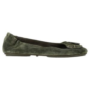 Tory Burch Minnie Travel Ballet Flats in Green Suede